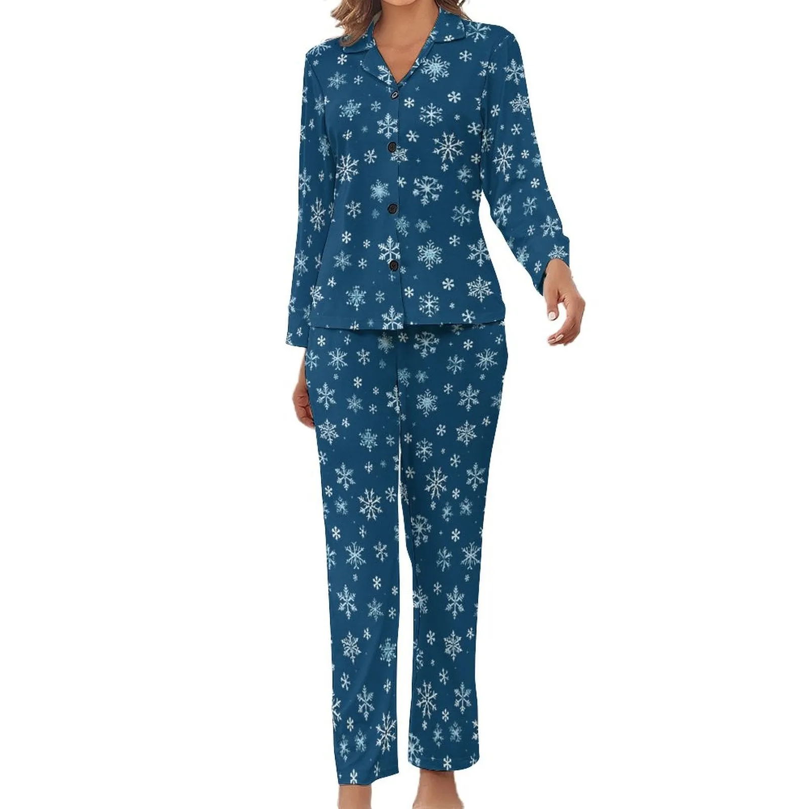 Women's Holiday Christmas Snowflake pattern  Satin Pajama Set  (All-Over Printing), Perfect Holiday Gift Idea