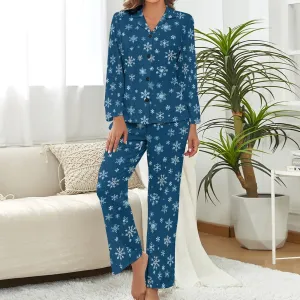 Women's Holiday Christmas Snowflake pattern  Satin Pajama Set  (All-Over Printing), Perfect Holiday Gift Idea