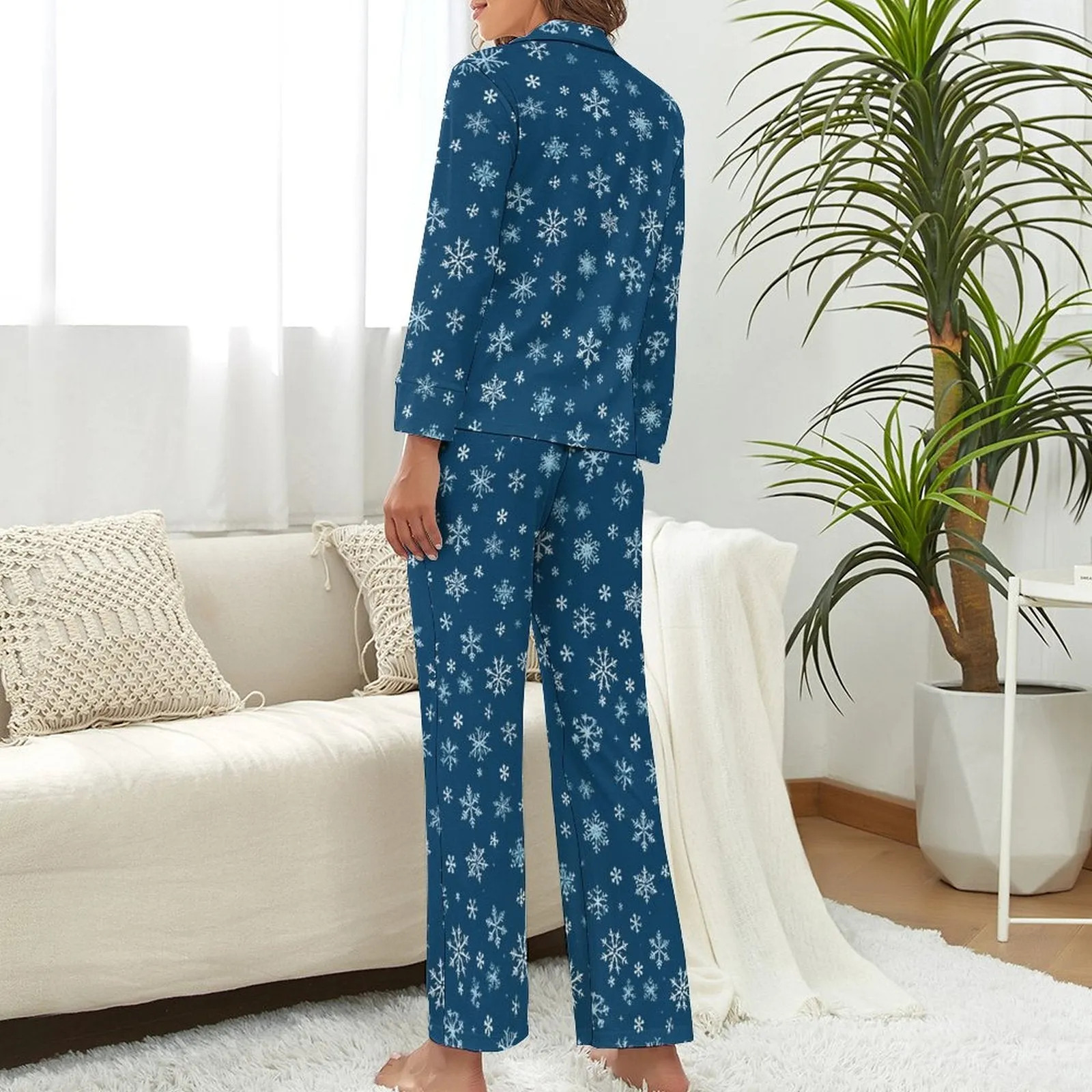 Women's Holiday Christmas Snowflake pattern  Satin Pajama Set  (All-Over Printing), Perfect Holiday Gift Idea