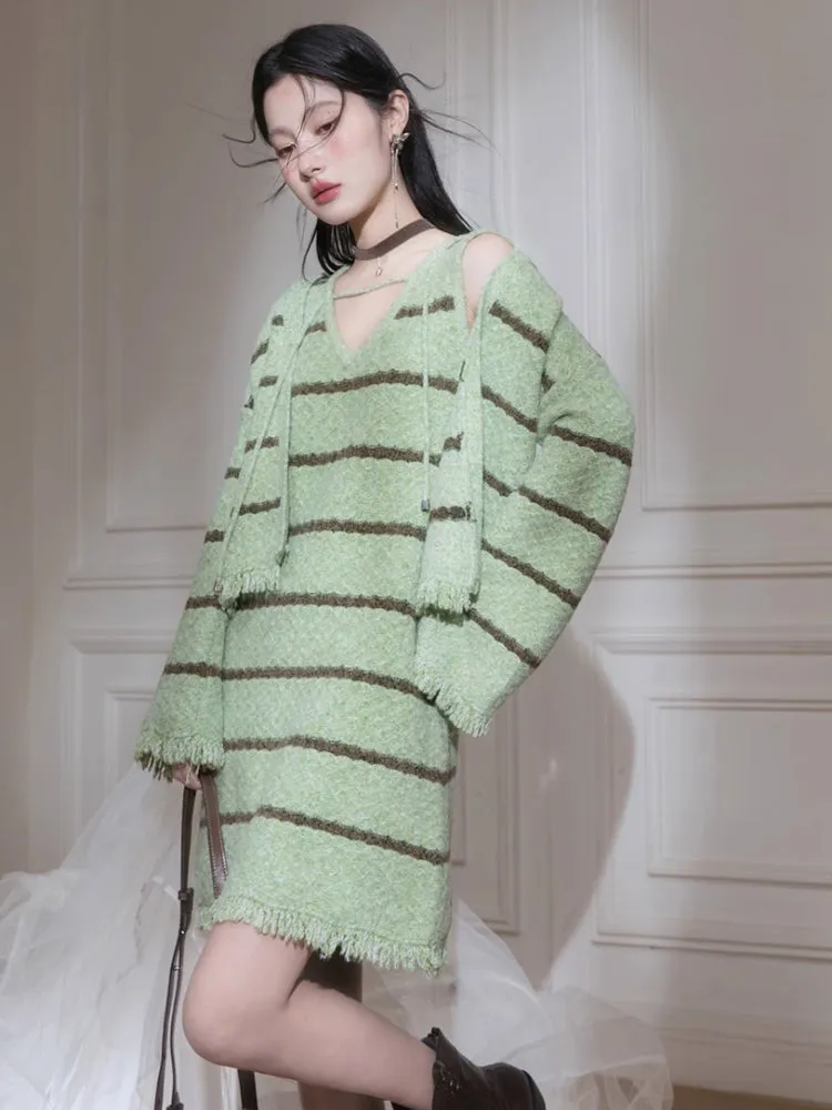 Wool cardigan   dress set【s0000007208】