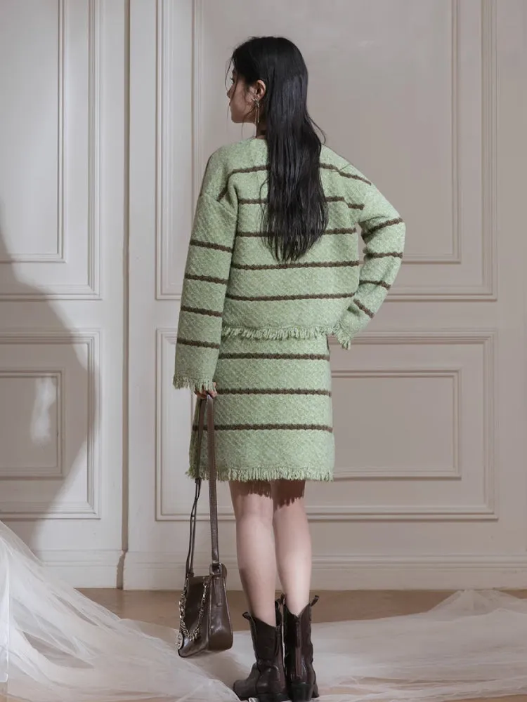 Wool cardigan   dress set【s0000007208】