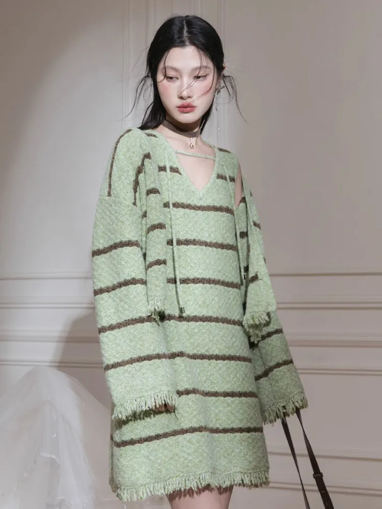 Wool cardigan   dress set【s0000007208】