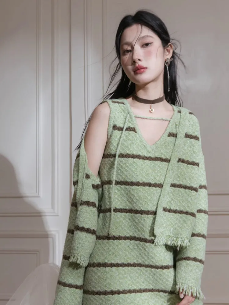 Wool cardigan   dress set【s0000007208】