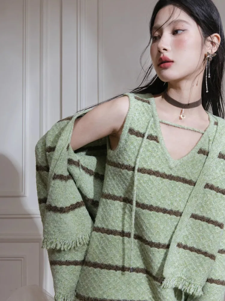 Wool cardigan   dress set【s0000007208】