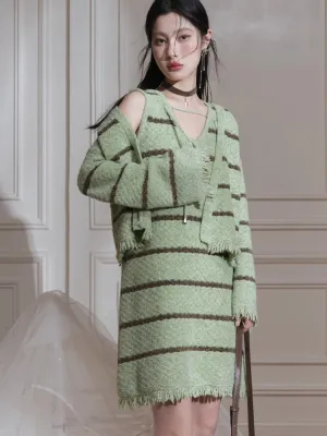Wool cardigan   dress set【s0000007208】