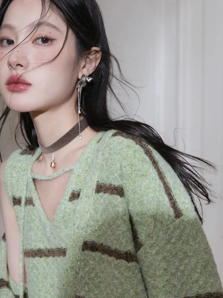 Wool cardigan   dress set【s0000007208】